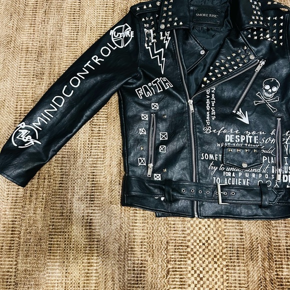 smoke rise ny | Jackets & Coats | Smoke Rise Rivet Printed Lapel Biker ...
